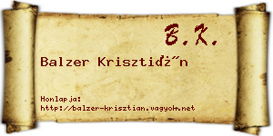 Balzer Krisztián névjegykártya